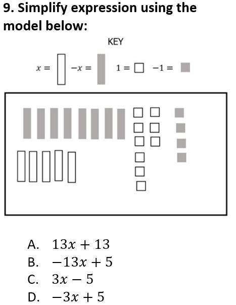 Simplify expression using model below-example-1