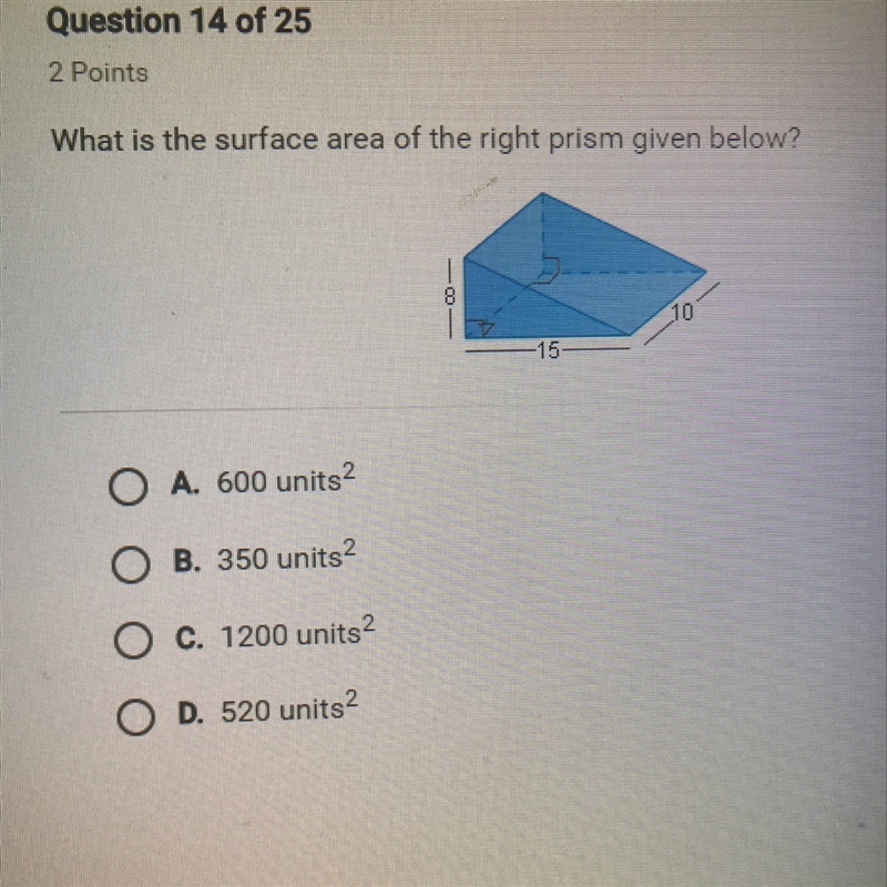 What is the surface area of the right prism given below?-example-1