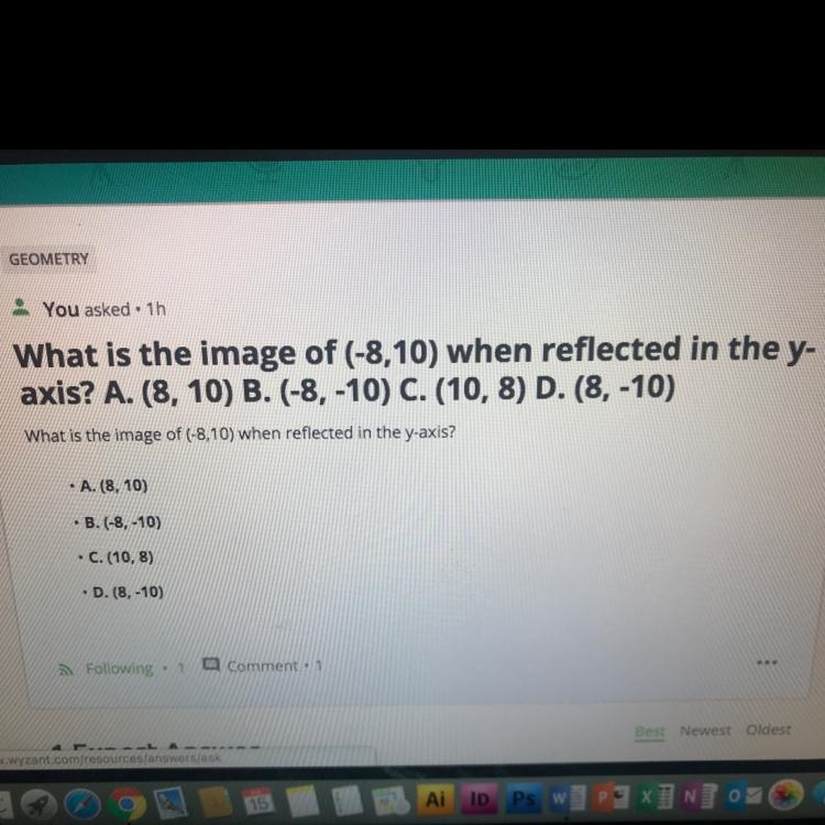 What is the image of (-8,10) when reflected in the y-axis-example-1