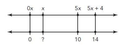 Using the double number line shown, for the equation 5x+4=14, what is the value of-example-1