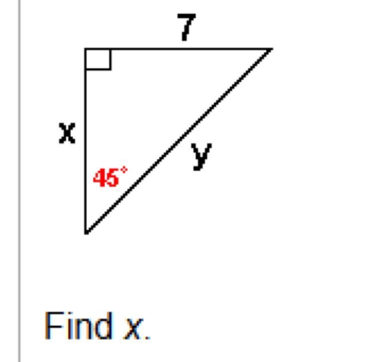 Find x. Answer choices 7 7√2 √14-example-1