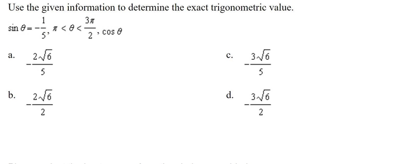 Use the given information to determine the exact trigonometric value.-example-1