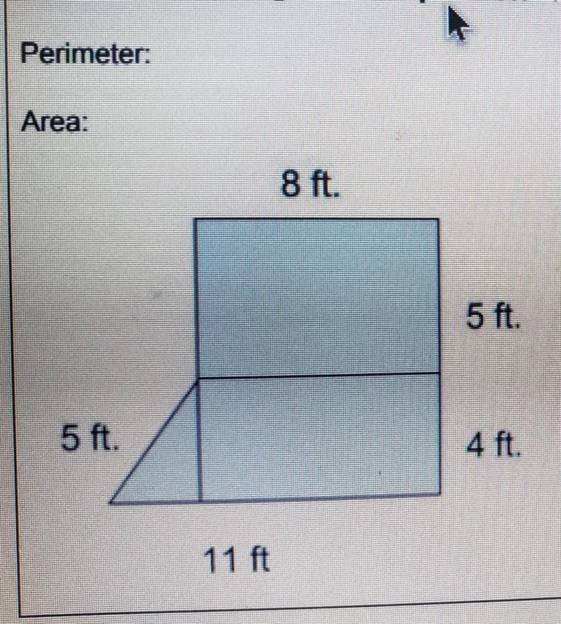 Find the parimerlter and area of the room. please show work. ​-example-1