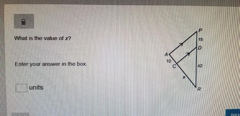 Triangle Similarity What is the value of x?-example-1