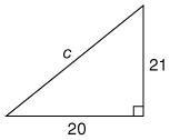 The value of c is equal to _____. A.√82 B.√41 C.√410 D.√841-example-1