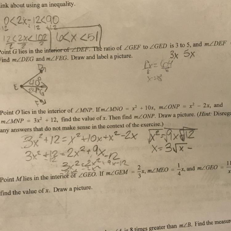 point O lies in the interior of angle MNP. if the measure of MNO is x^2 + 10x, the-example-1