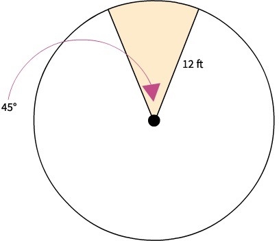 Find the area of the shaded sector. Leave your answer in terms of π. 24π ft2 18π ft-example-1