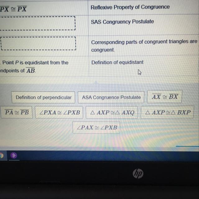 What are the missing parts that correctly complete the proof Given: Point P is the-example-1