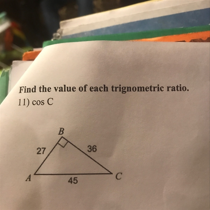 I need to find the value of cos C-example-1