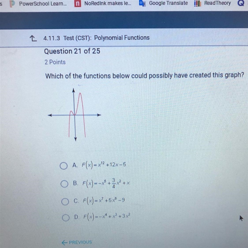 Which of the function below could possibly have created this graph ?-example-1