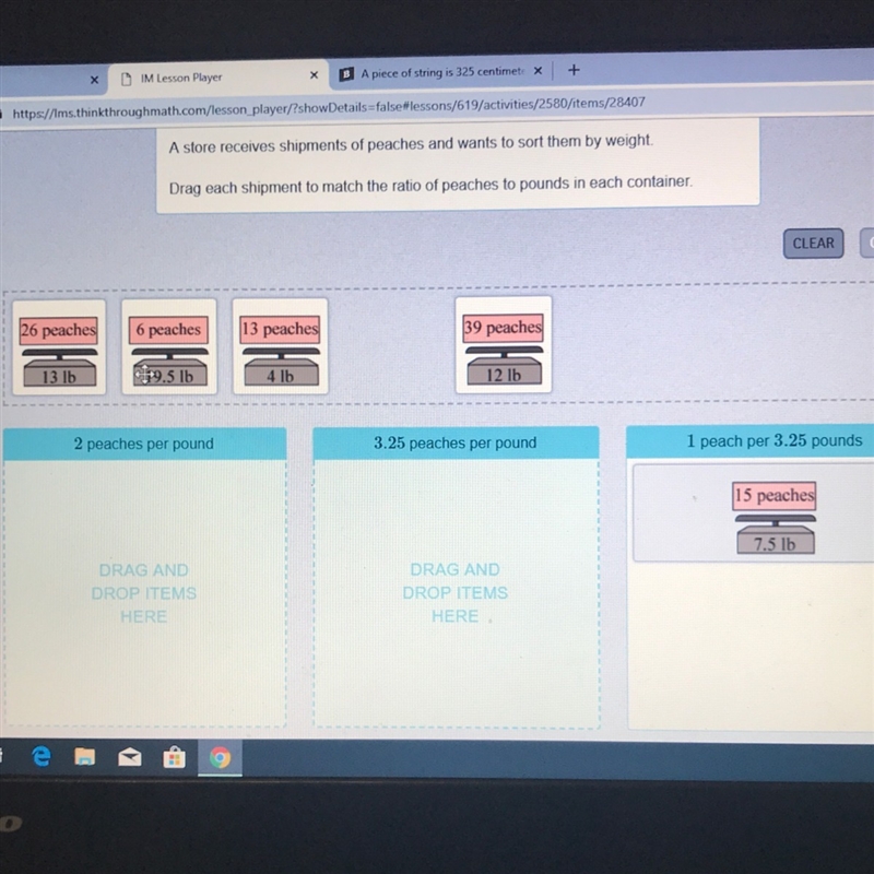 A store receives shipments of peaches and wants to sort them by weight. Drag each-example-1