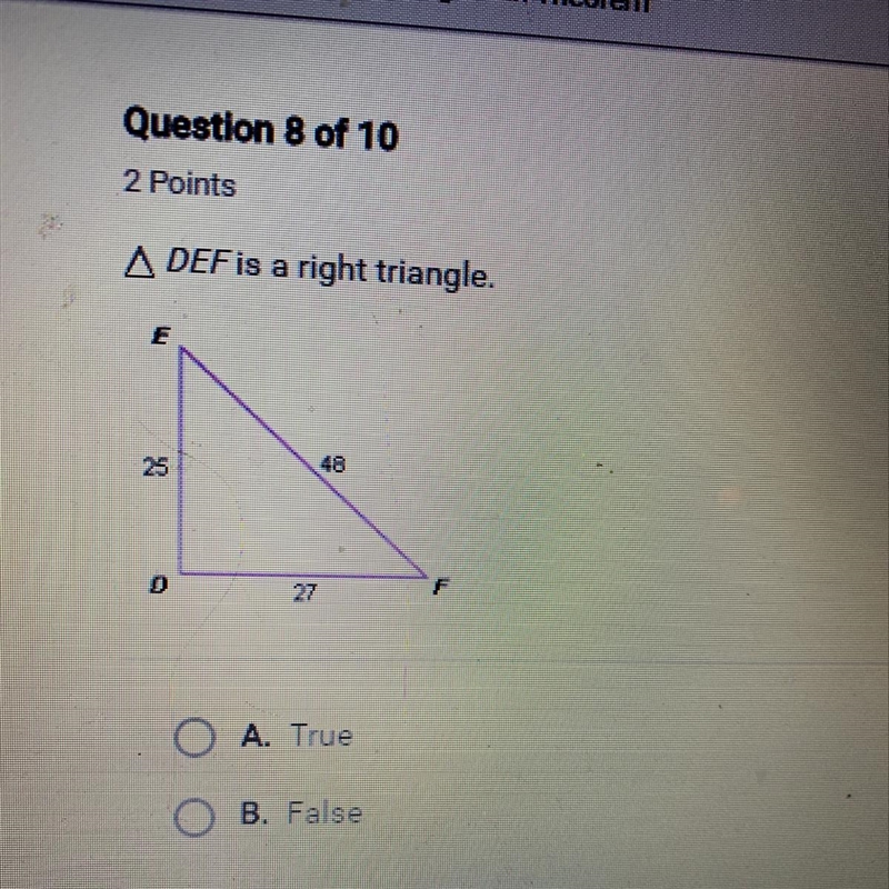 True or false ? Is it a right angle-example-1