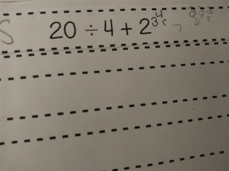 20 divided by 4 +2x2x2-example-1