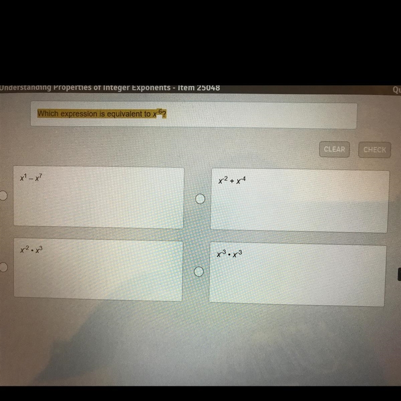 The expression X^-6 is equivalent to ?-example-1