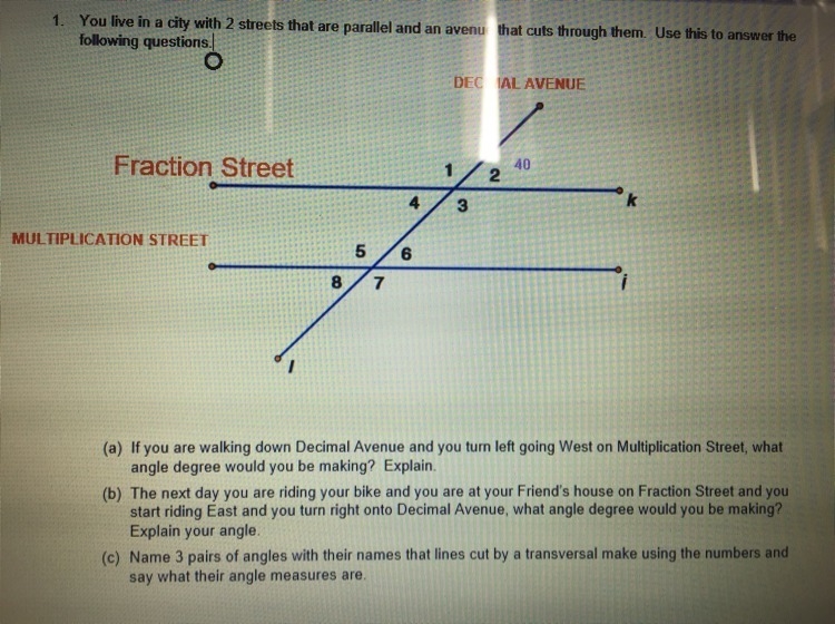 Please help. 1. if you’re walking down decimal Avenue and you turn left going west-example-1