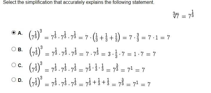 Select the simplification that accurately explains the following statement.-example-1