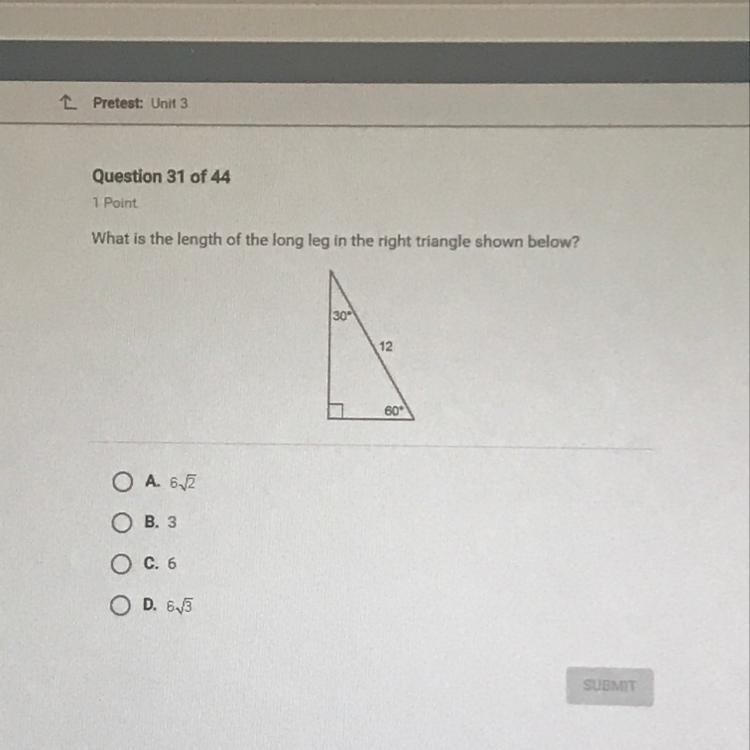 What is the length of the long leg in the right triangle shown below ?-example-1