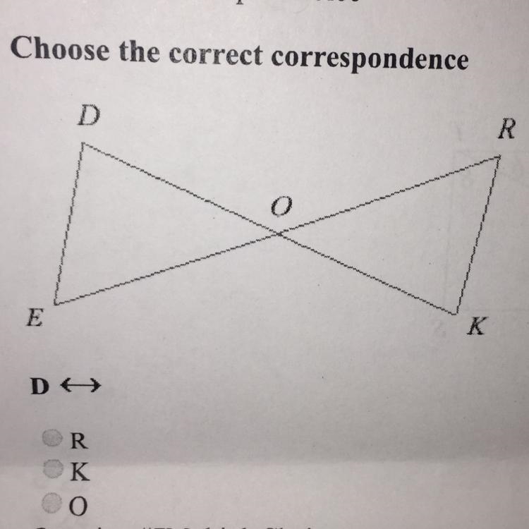 Choose the correct correspondence D <-> Options 1.R 2.K 3.O-example-1