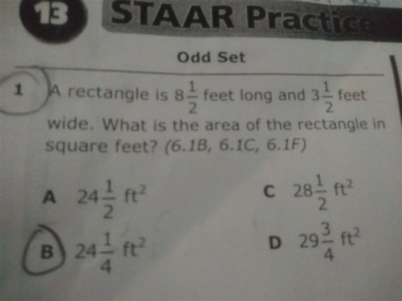 A rectangle is 81/2 feet long and 31/2 feet wide. what is the area of the rectangle-example-1