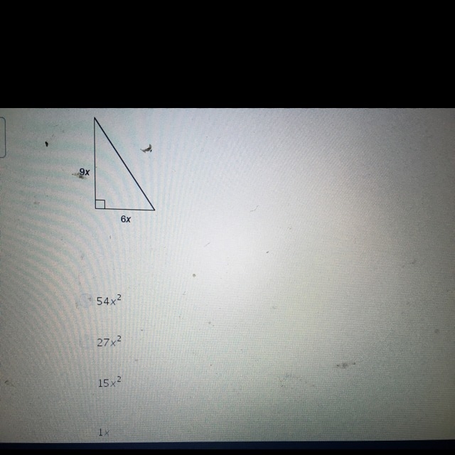 What is the the area of this triangle expressed as a monomial?-example-1