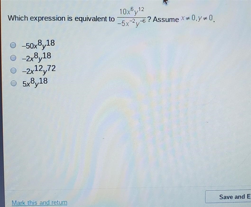 10x®y 12 Which expression is equivalent to 7-2.. 6? Assume X+0.y* 0.​-example-1