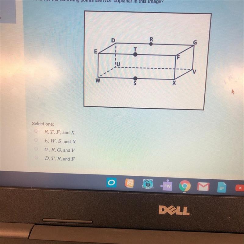 Which of the following points are NOT coplanar in this image -please help--example-1