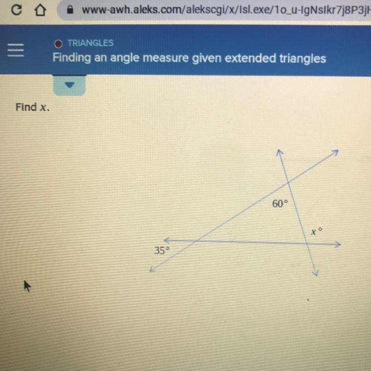 Help me please ? Finding an angle measure given extended triangles.-example-1