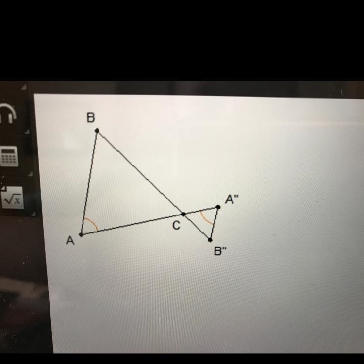 Which transformations could have occurred to map to A”B”C"? A. a rotation and-example-1