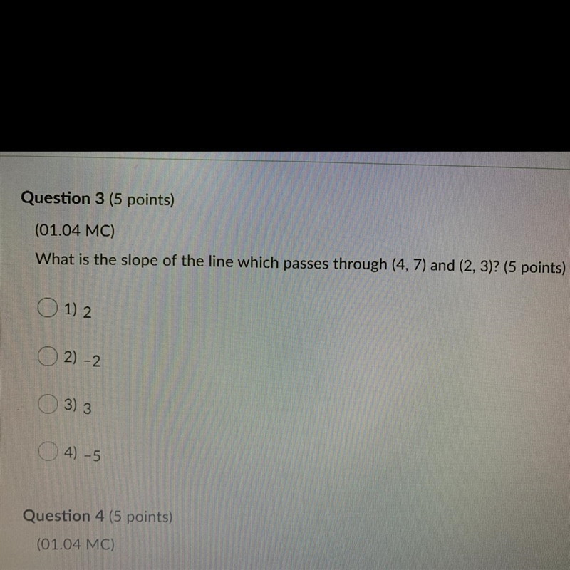 What is the slope of the line which passes through (4,7) and (2,3)-example-1