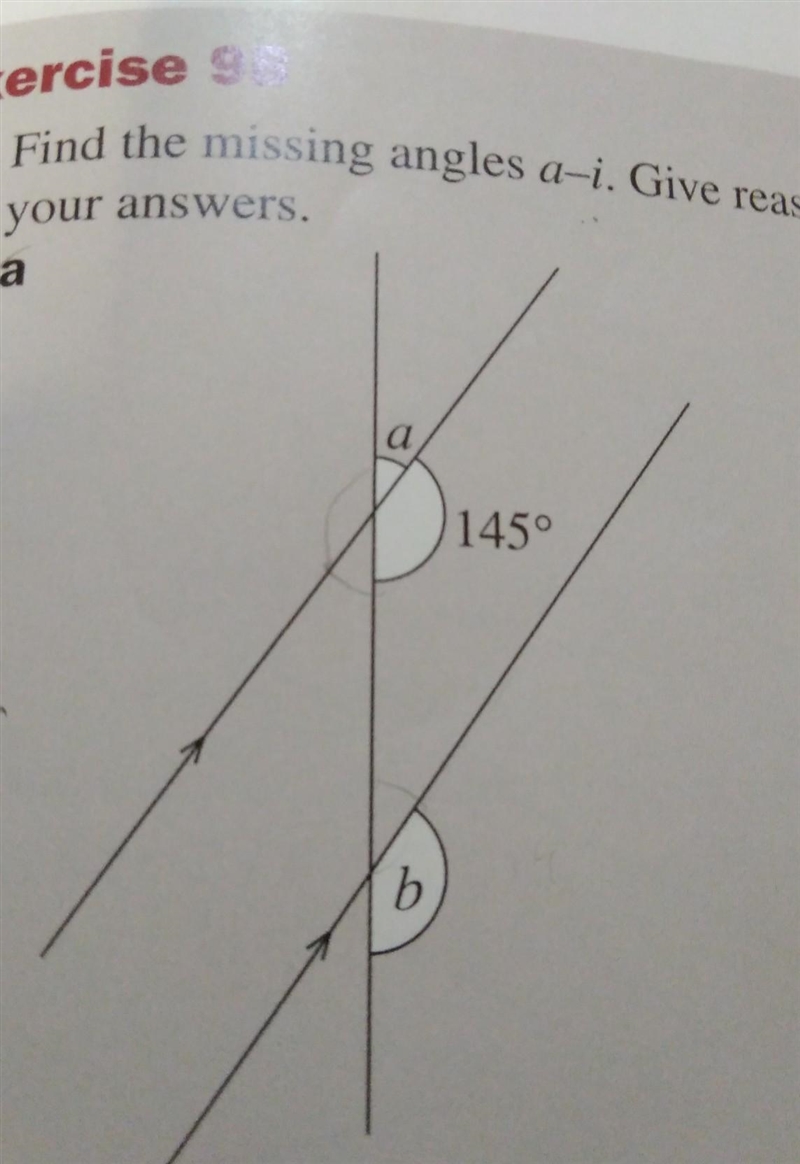 Find the missing angles a-b. Give reasons for your answers.​-example-1