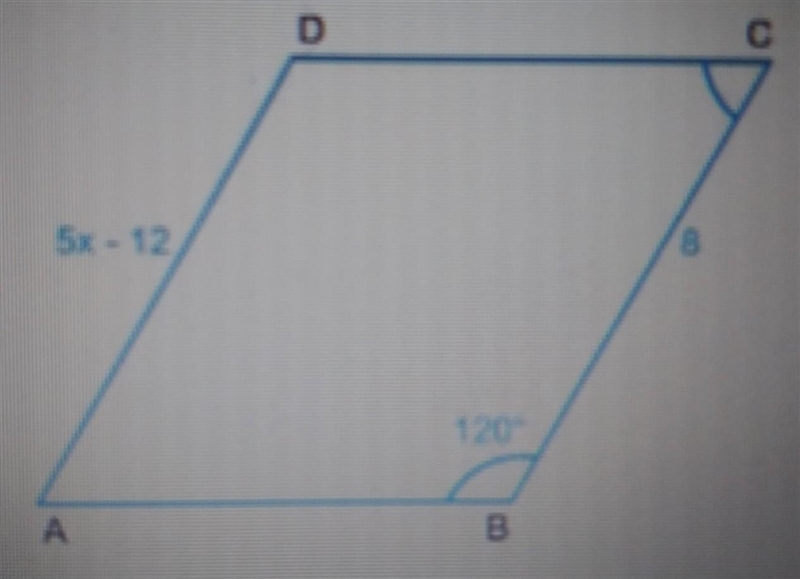 In The Given Parallelogram, Find the value of x and the measure of angle C.​-example-1