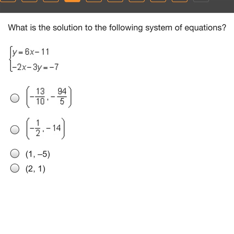 What is the solution to the following system of equations?-example-1