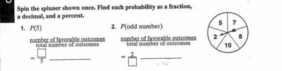 Show each probability as a fraction, decimal, and percent.​-example-1