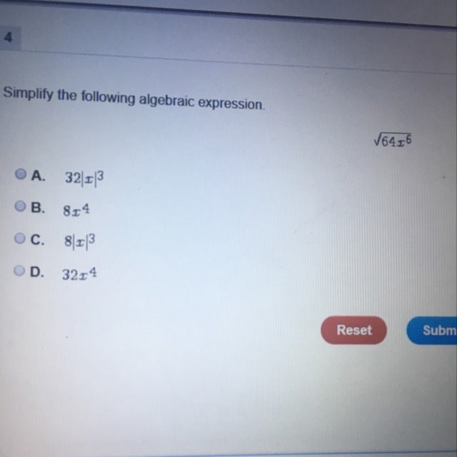 Simplify the following algebraic expression-example-1