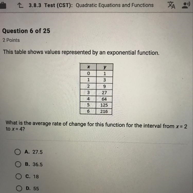 What is the average rate of change for this quadratic function for the interval from-example-1