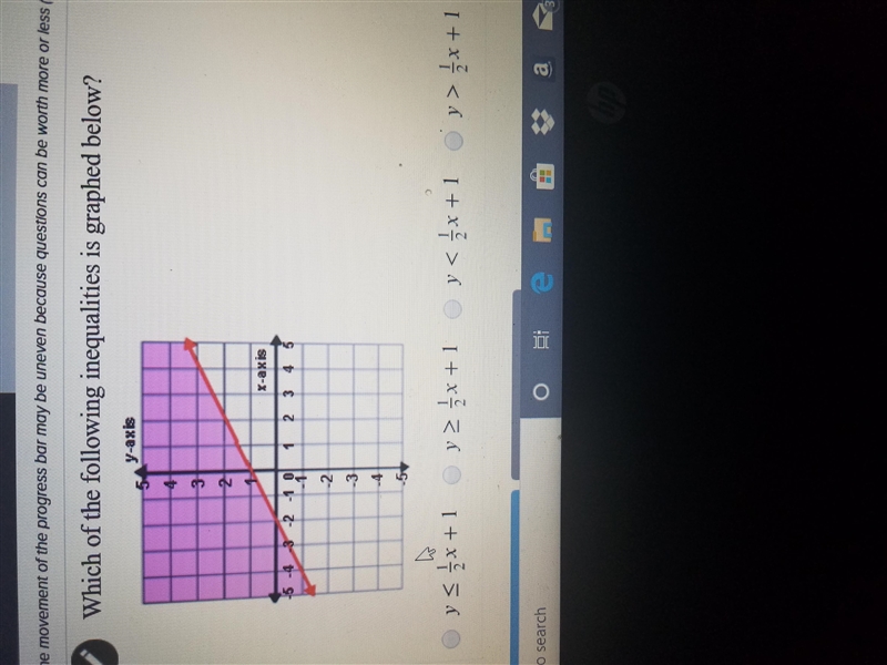 Which of the following inequalities is graphed below?-example-1