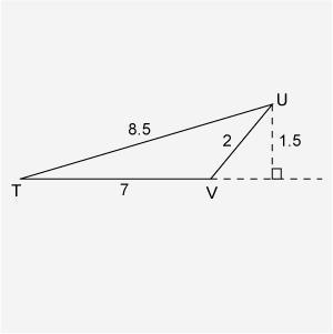 What is the area of triangle TUV? A. 3 square units B. 5.25 square units C. 7 square-example-1