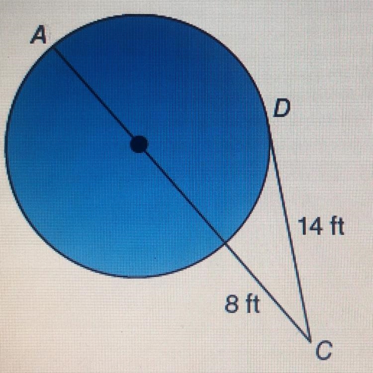 You stand at point C and look at an aquarium tank. Calculate the radius of the aquarium-example-1