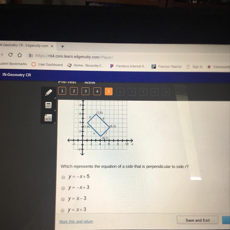 a rectangle is graphed on the coordinate grid. which represents the equation of a-example-1