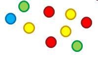 A bag contains 1 blue, 2 green, 3 yellow, and 3 red marbles, as shown. What is the-example-1