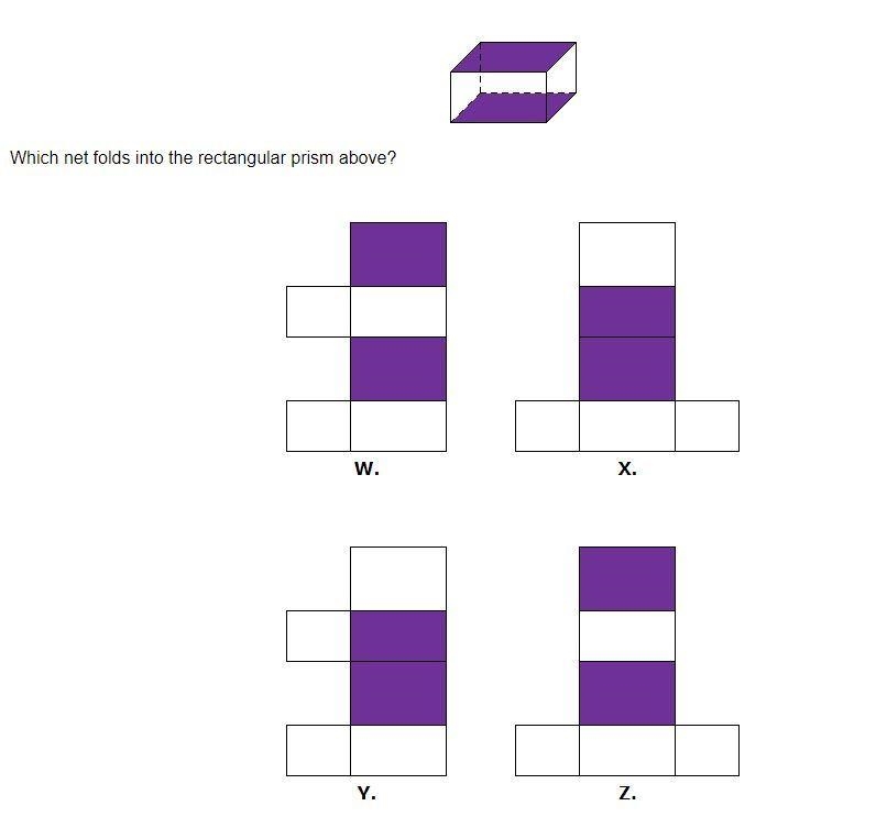 Which net folds into the rectangular prism above?-example-1