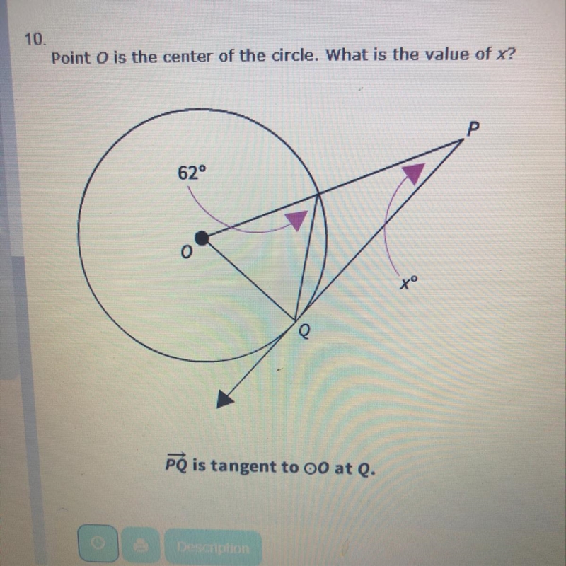 Point O is the center of the circle. What is the value of X? Answer options: 64, 54, 34, 44.-example-1