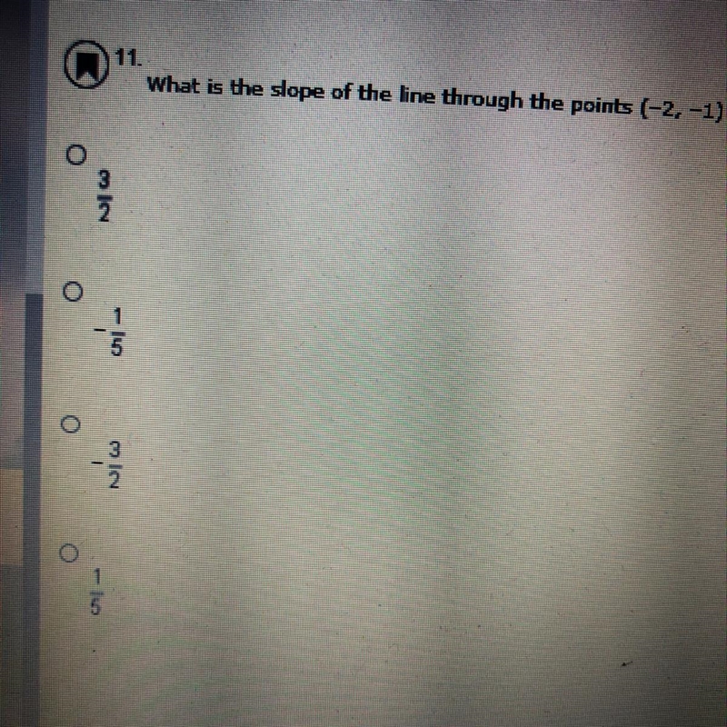 What is the slope of the line through the points (-2,-1) and (8,-3)?-example-1