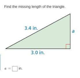 Find the missing length of the triangle.-example-1