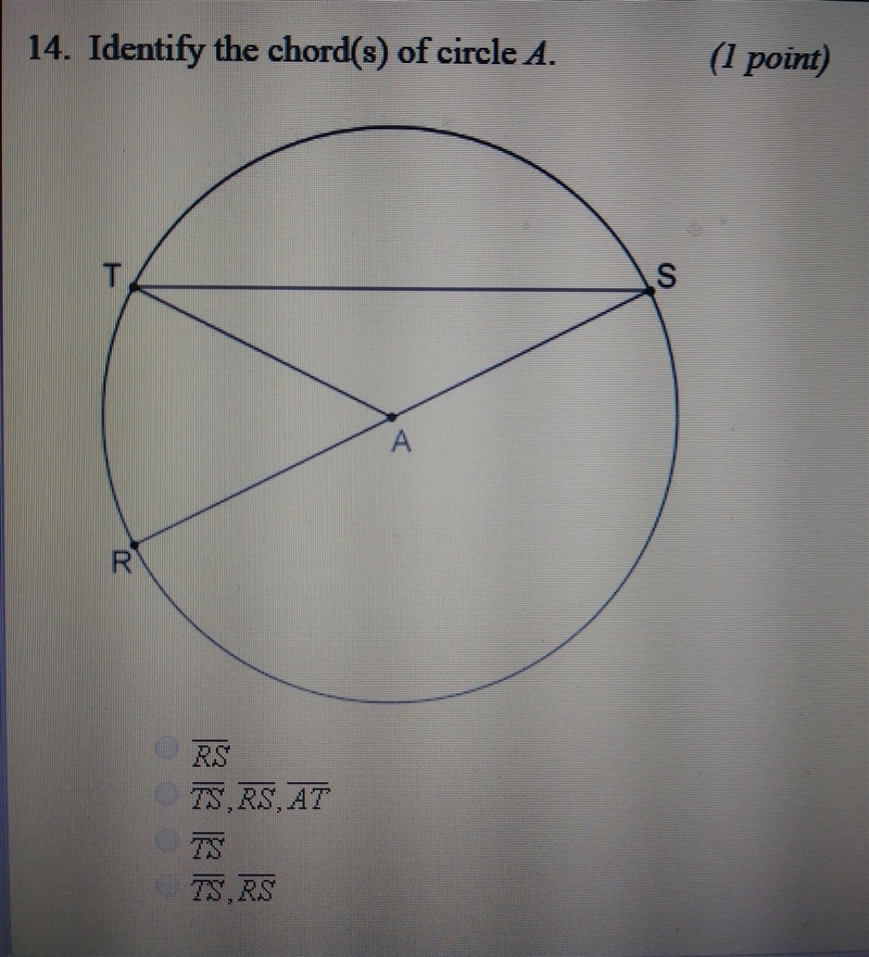 Identify the chord(s) of circle A. please help asap!!! Thank you so much!!​-example-1