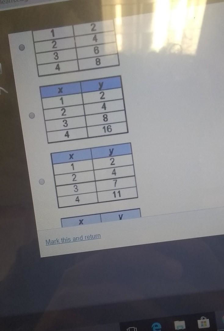 Which table represents exponential growth?​-example-1