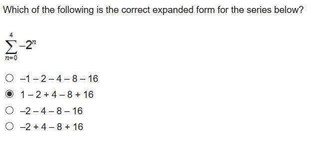 Which of the following is the correct expanded form for the series below?-example-1