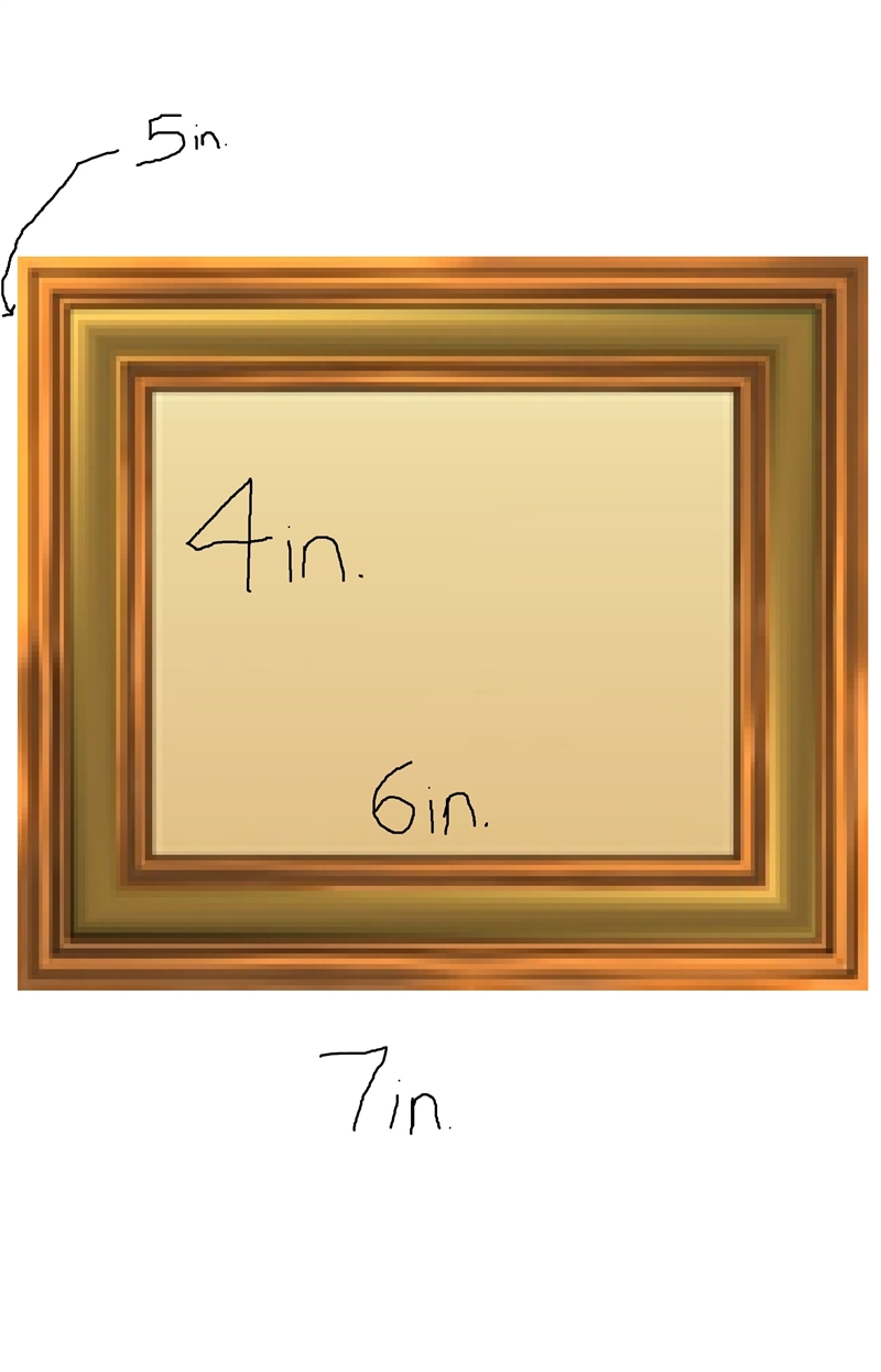 PLEASE HELP ASAP...!! 10 pts Find the AREA of the inside of the frame where the picture-example-1