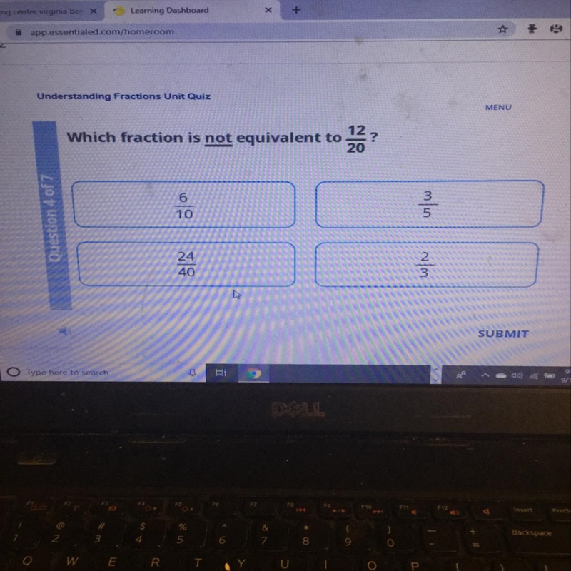 What fraction is not equivalent To 12/20-example-1