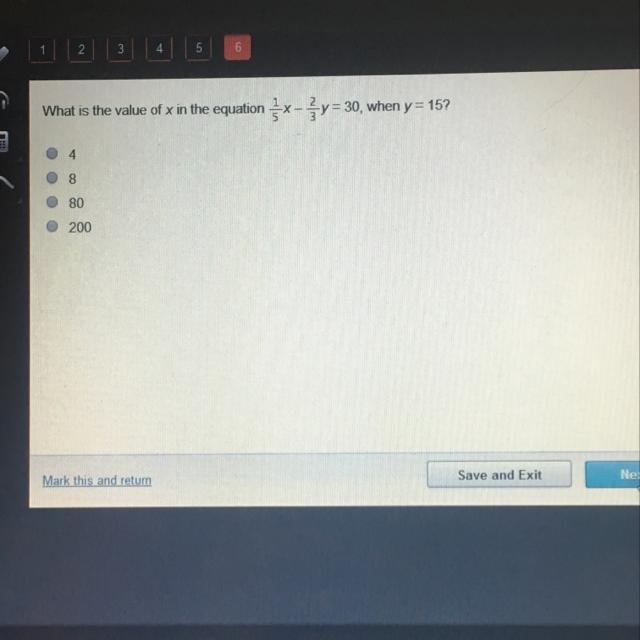 What is the value of x in the equation 0, when y = 15? 4.-example-1